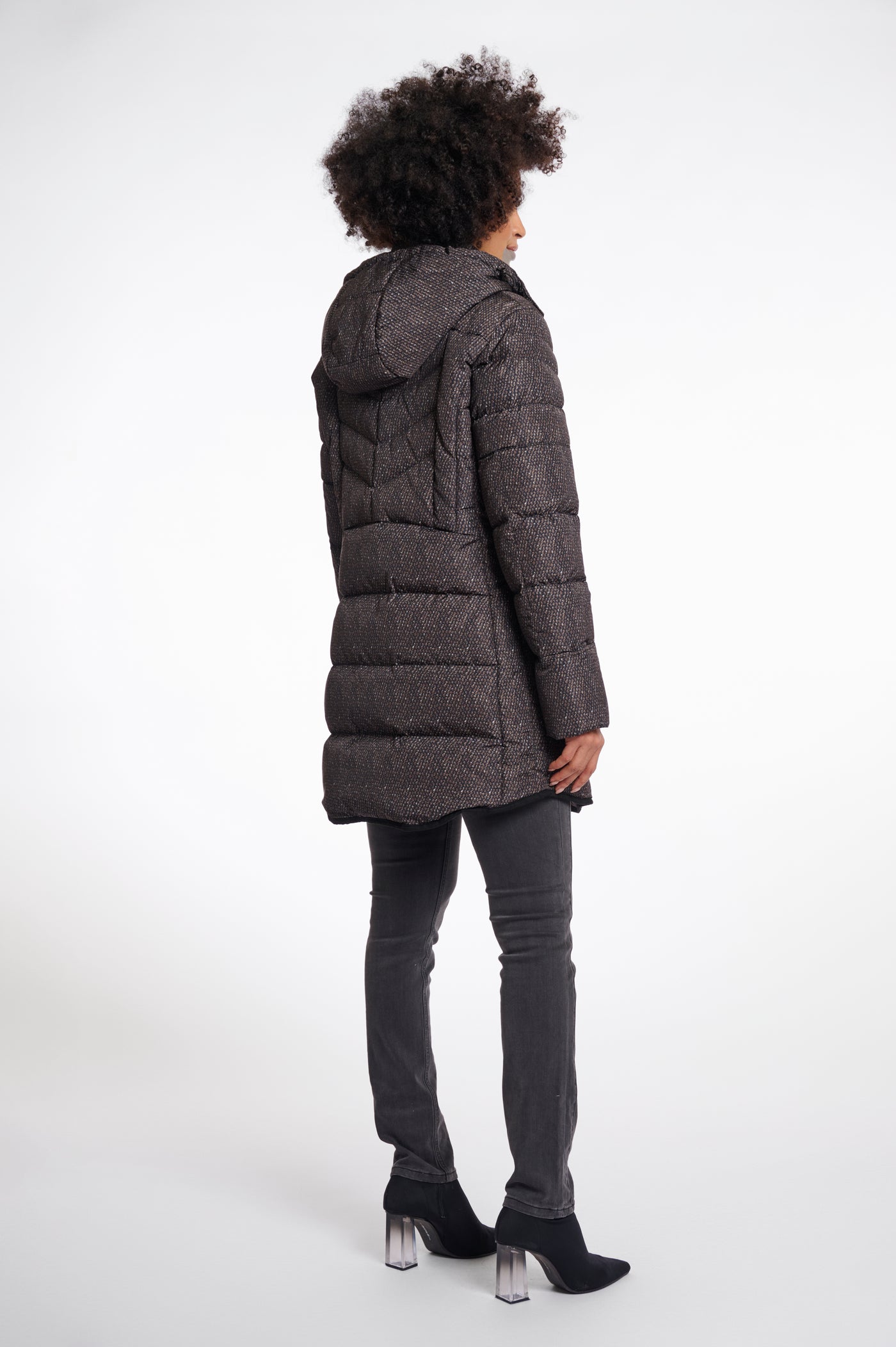 Nusa Micro Snake Padded Coat with Detachable Hood