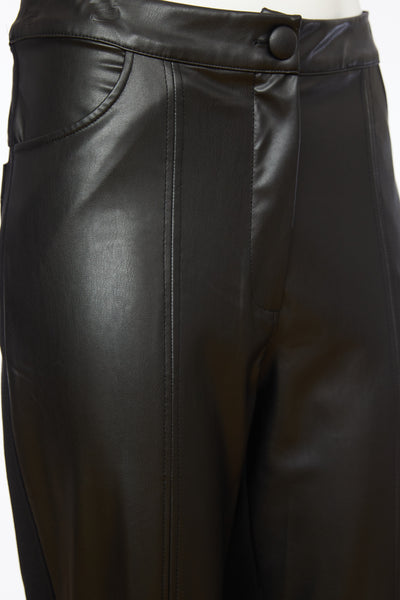 Black Leatherette Trouser with Jersey Back