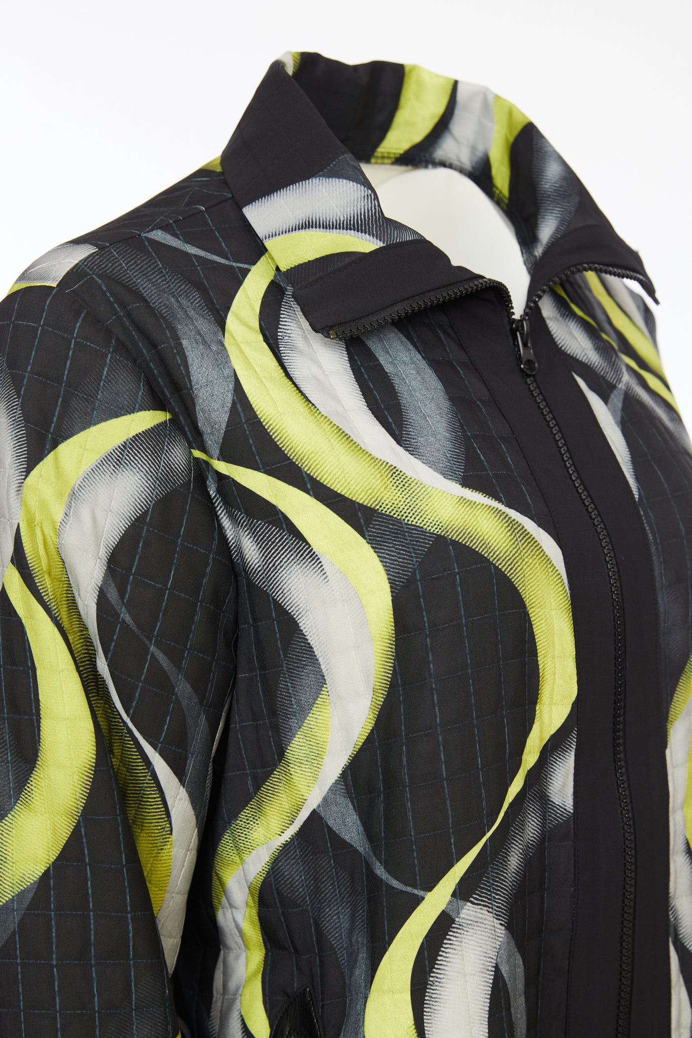 Black & Lime Oversize Wave Print Jacket