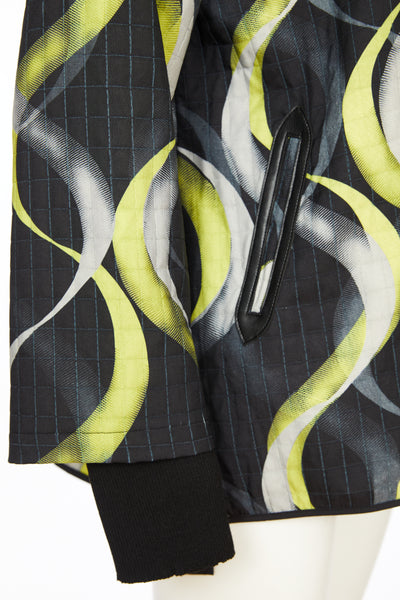 Black & Lime Oversize Wave Print Jacket