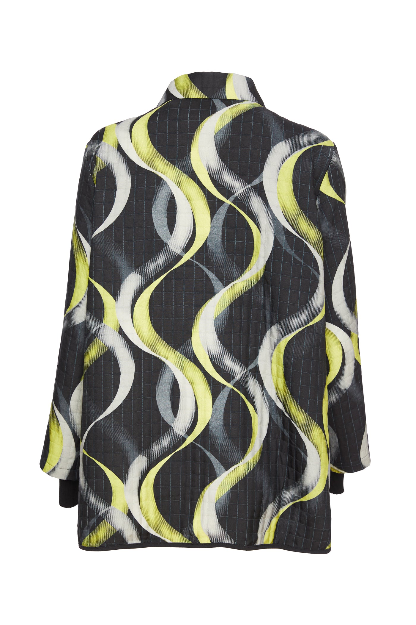 Black & Lime Oversize Wave Print Jacket
