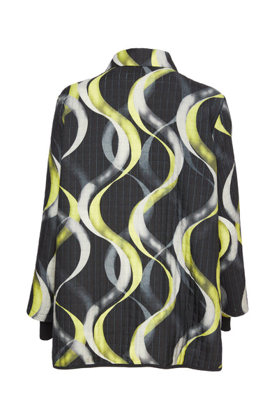 Black & Lime Oversize Wave Print Jacket
