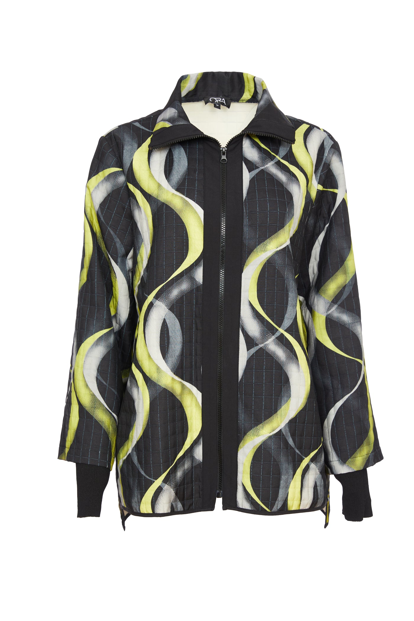 Black & Lime Oversize Wave Print Jacket