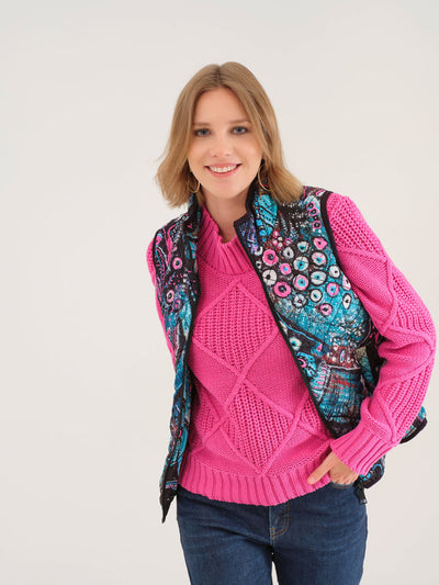 Peacock Zip Up Gilet with Pockets