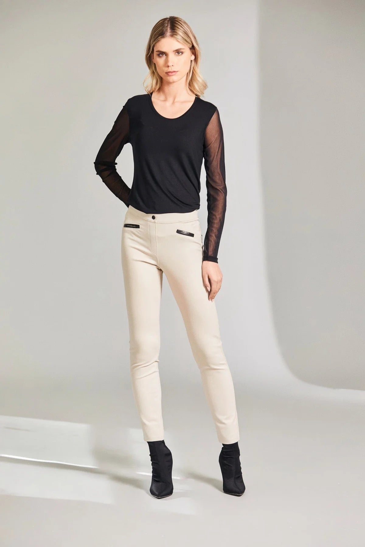 Peruzzi Full Mesh Sleeve Basic Top