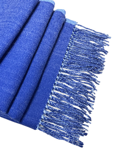 Royal & Baby Blue Reversable Scarf with Fringe