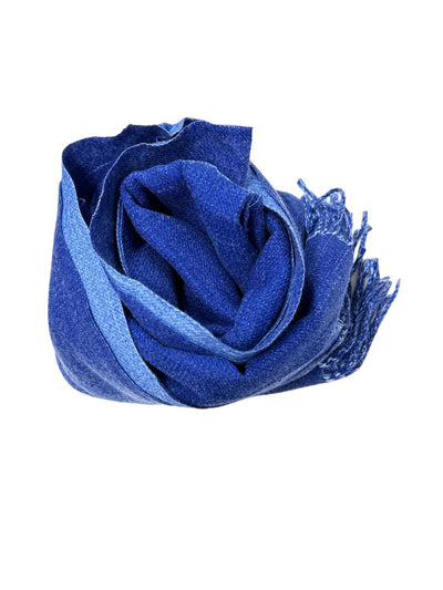 Royal & Baby Blue Reversable Scarf with Fringe