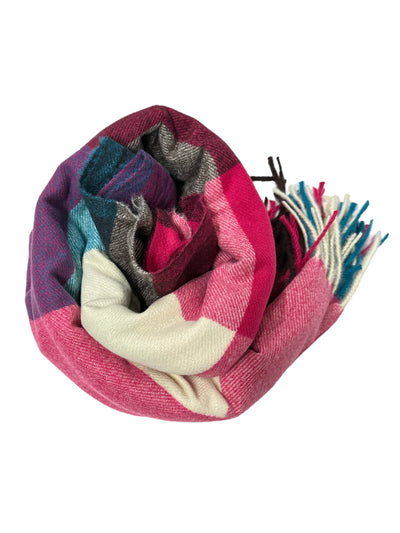 Multicoloured Check Print Scarf with Fringe (Various Colours)