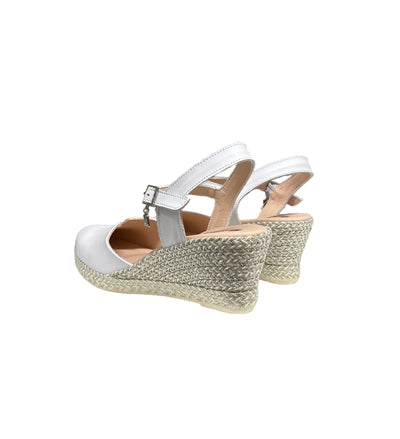 White Wedge Sandal With Strap