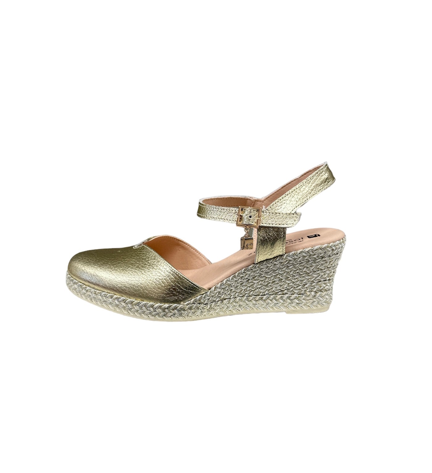 Gold Wedge Sandal With Strap