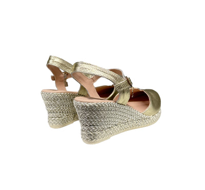 Gold Wedge Sandal With Strap