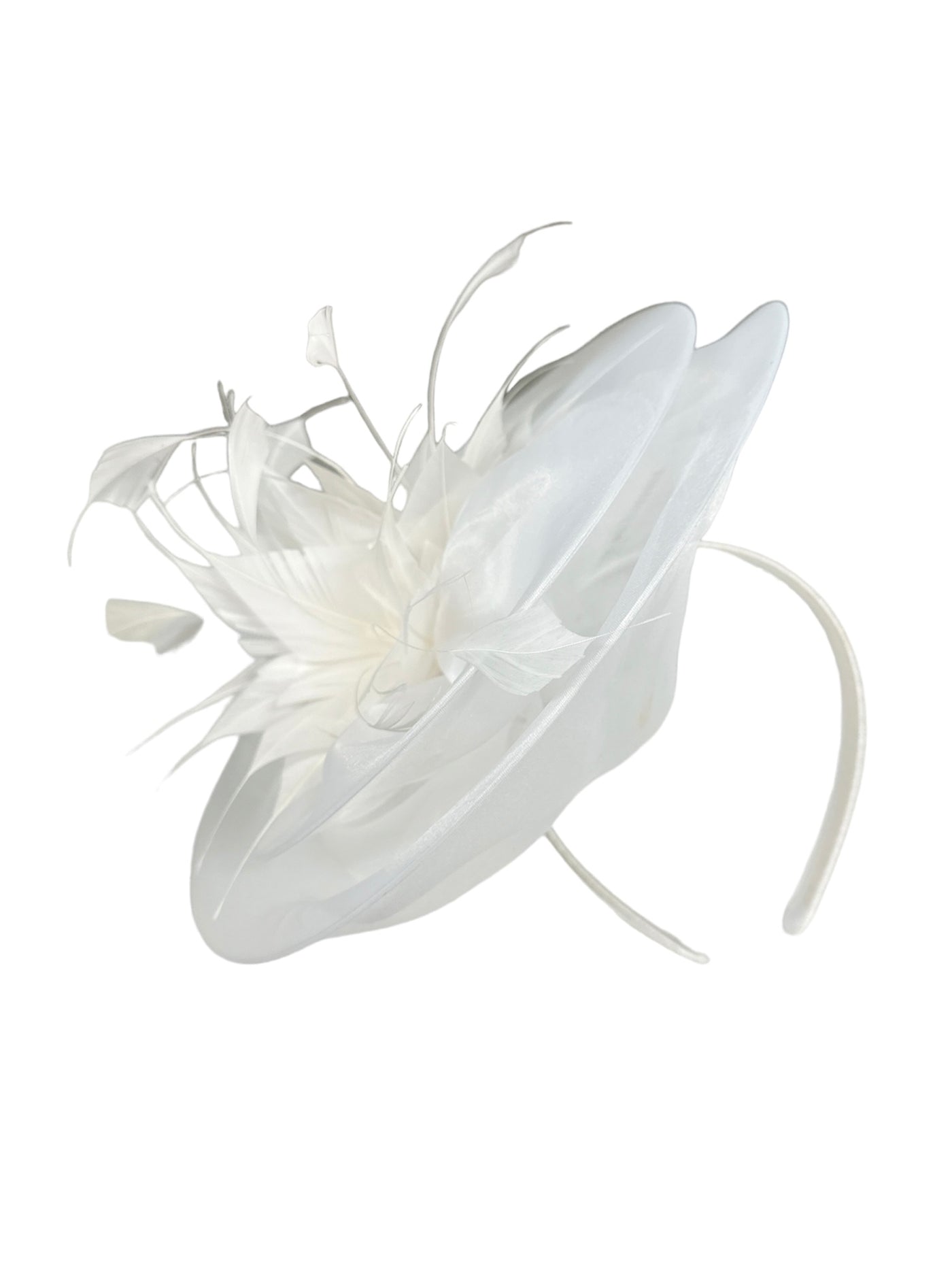 White Fascinator with Feathers