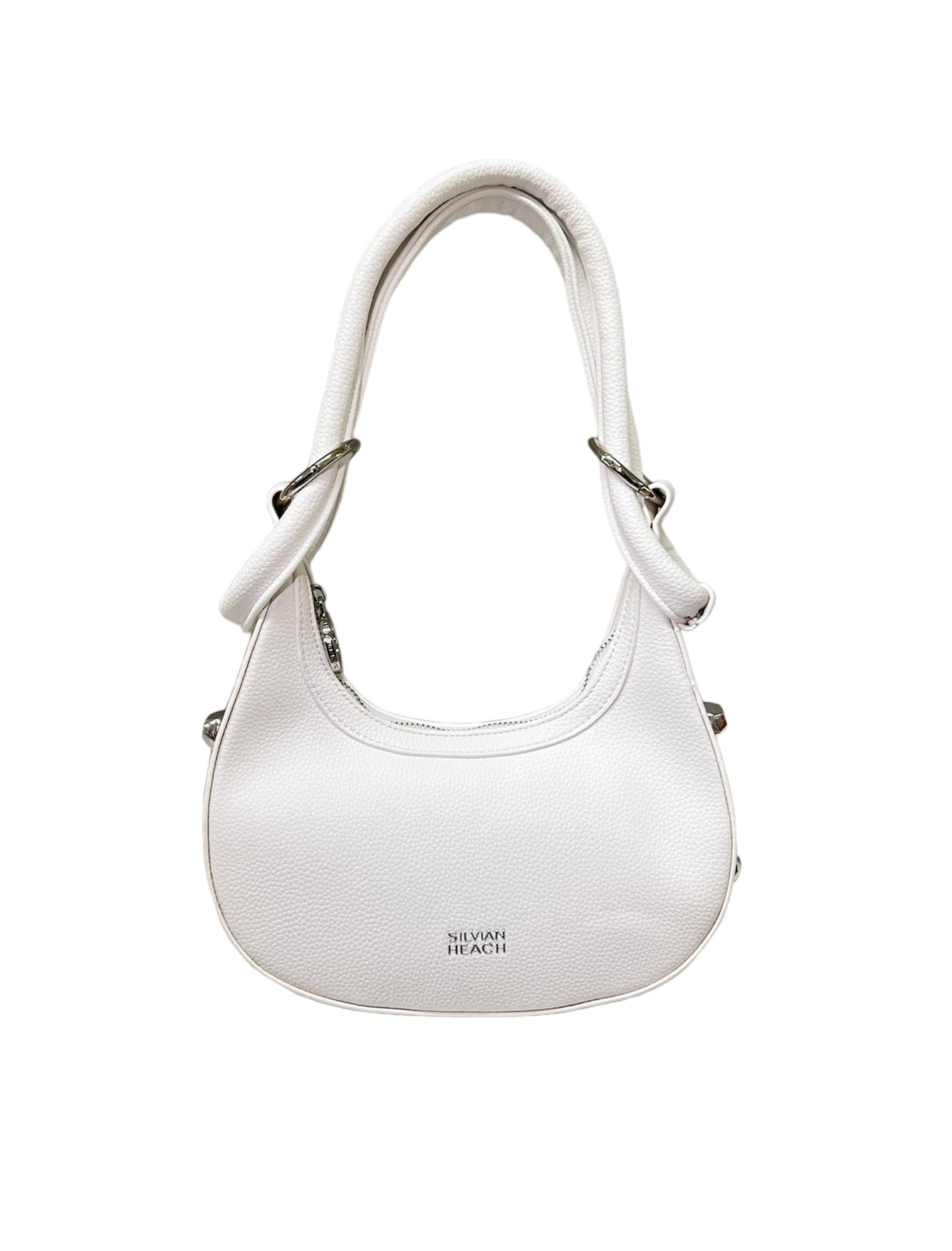 White Handbag With Silver Studs & Shoulder Strap Detailing