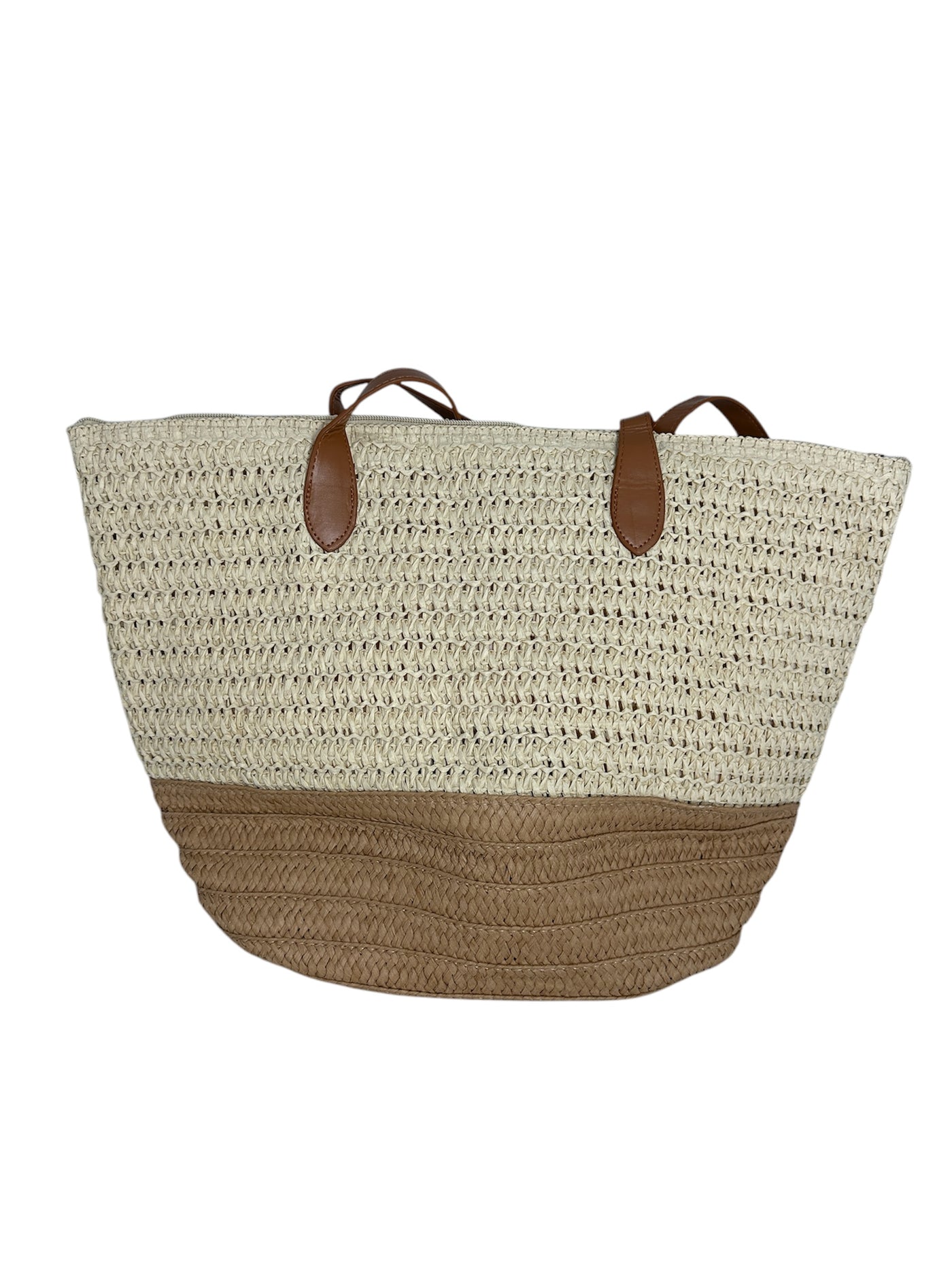 Two-Tone Beige Crochet Handbag