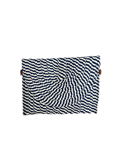 Navy & Beige Crochet Clutch Bag