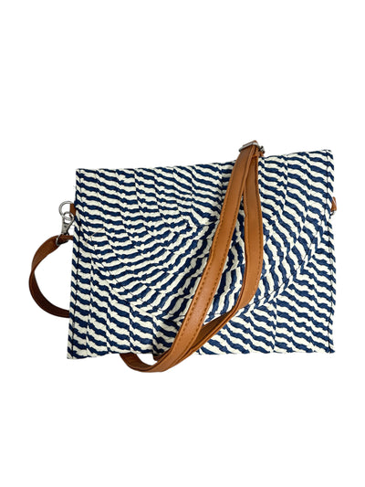 Navy & Beige Crochet Clutch Bag