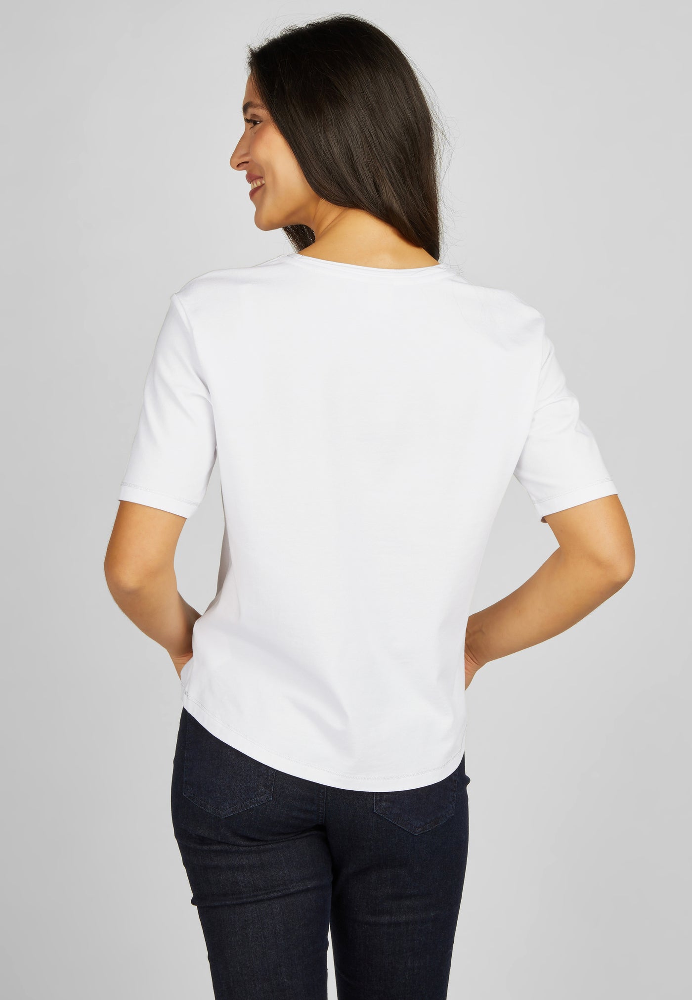 White T-Shirt With Floral & Diamond Stud Detailing