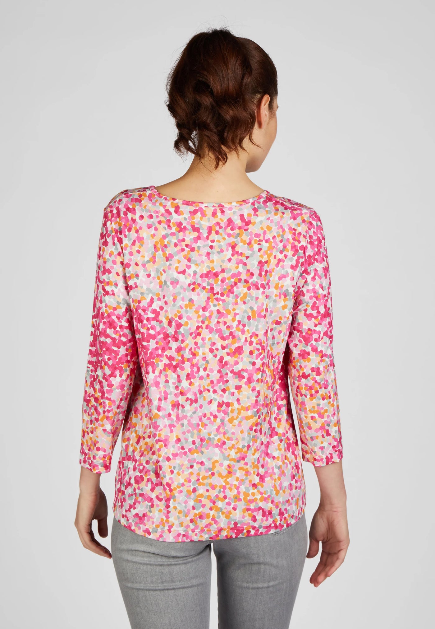 Pink And White Abstract Print Top