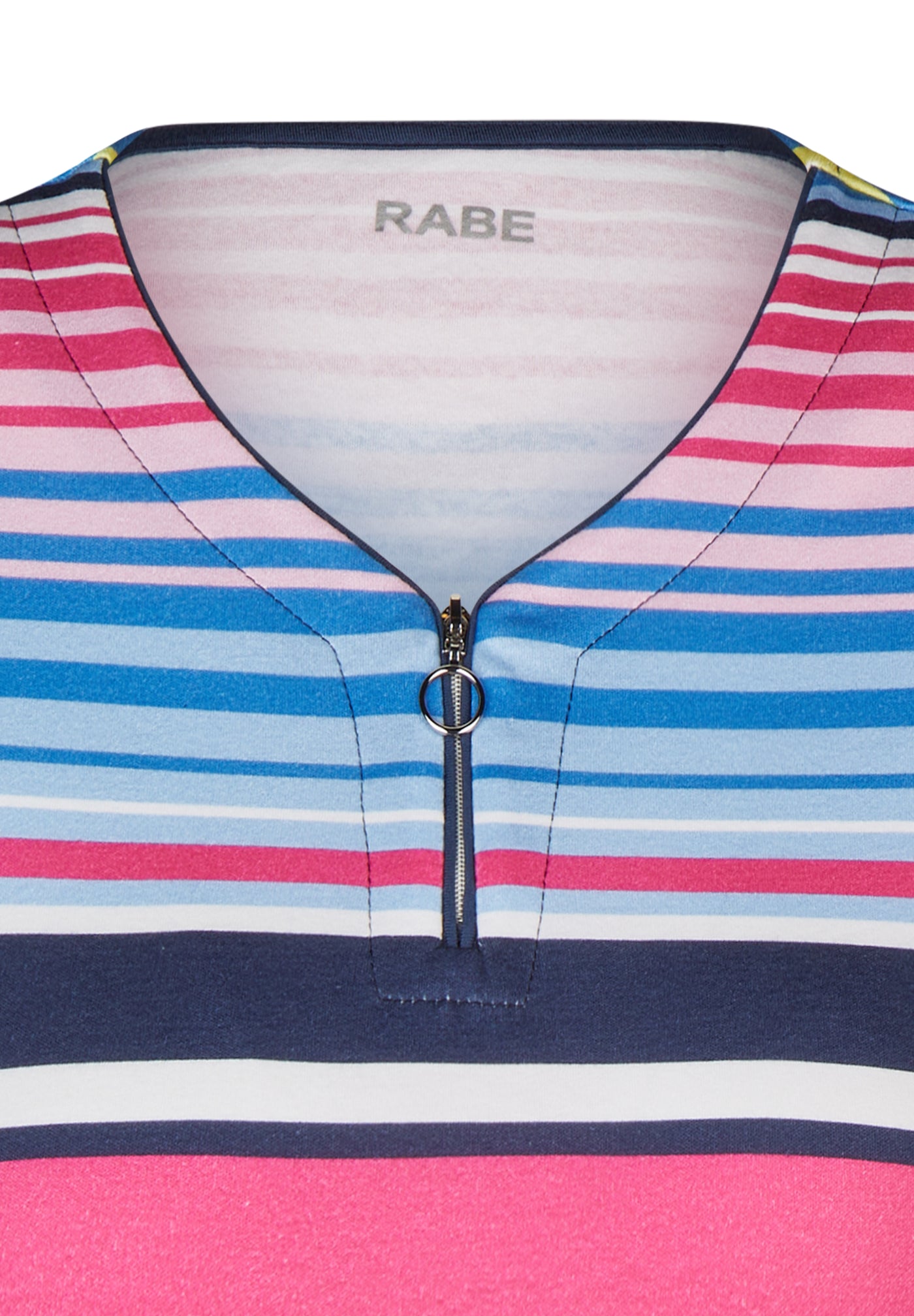 Stripe Short Sleeve Top With Zip Detailing
