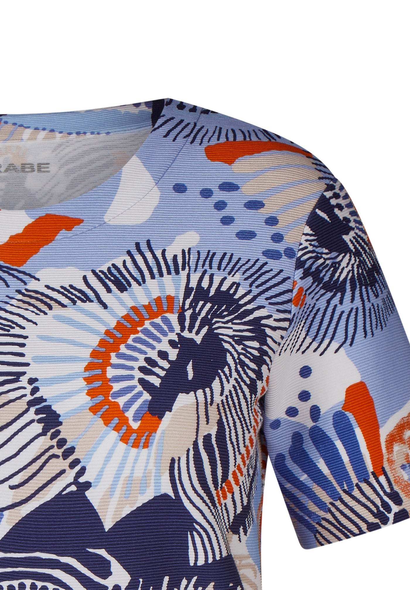 Navy, Blue and Orange Abstract Print Top