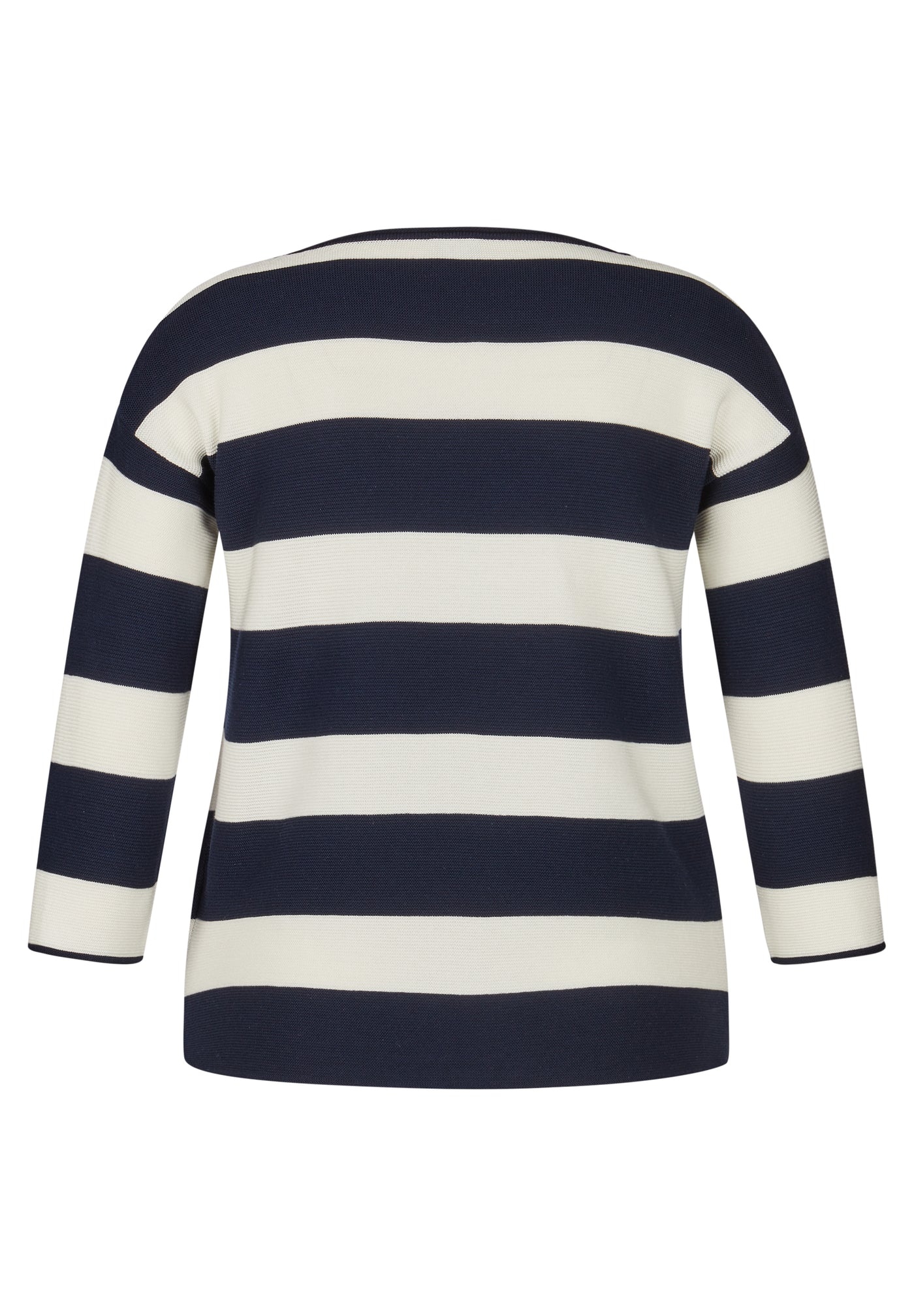 White and Navy Striped Jumper With Graphic Print Detail