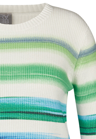 Green, Blue & White Striped Knit Jumper