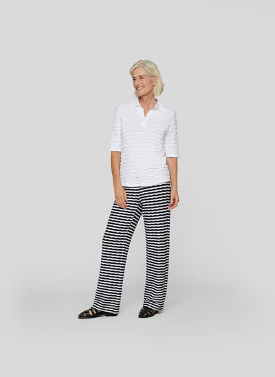 White Textured T-Shirt with Collar