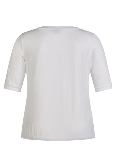 White T-Shirt with Pleated Detail and Elasticated Waist