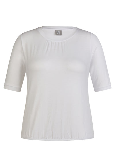 White T-Shirt with Pleated Detail and Elasticated Waist
