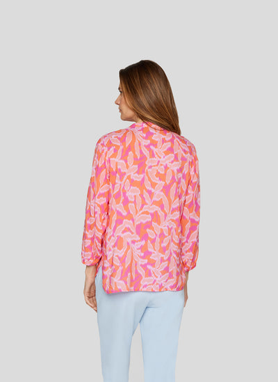 Sunny Side Top With Grandfather Collar and 3/4 Sleeves