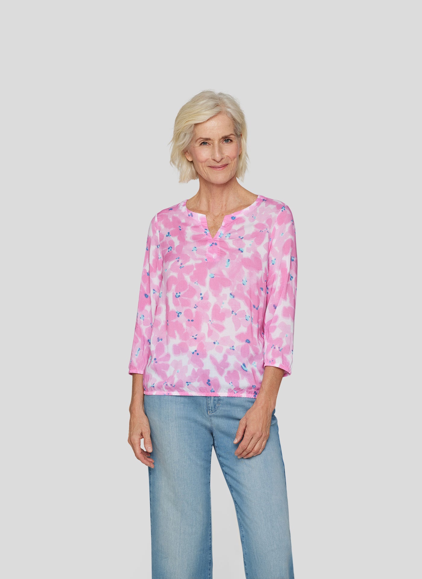 Floral Print Top With Elasticated Bottom