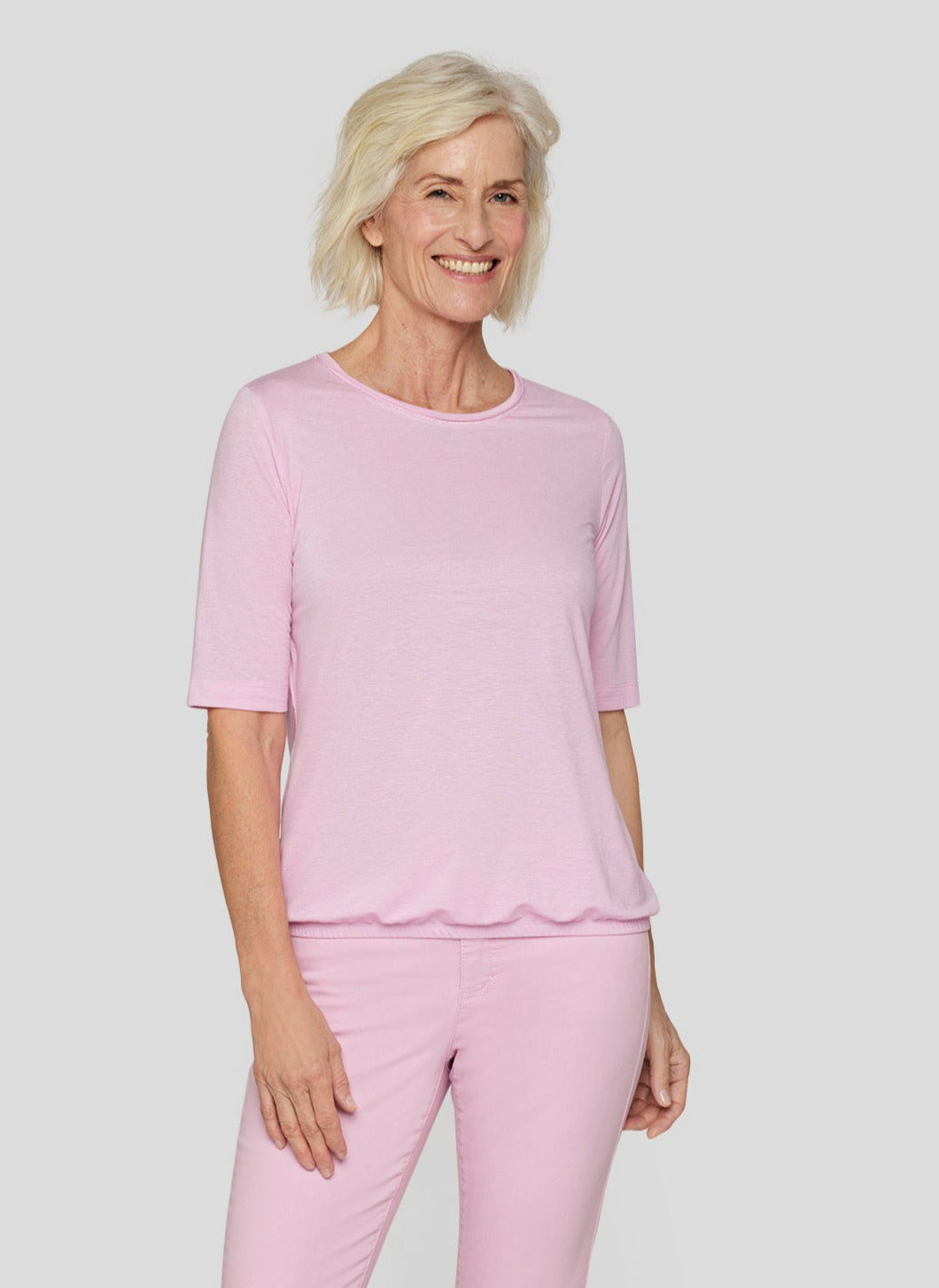 Plain Pink Top  With Elasticated Bottom