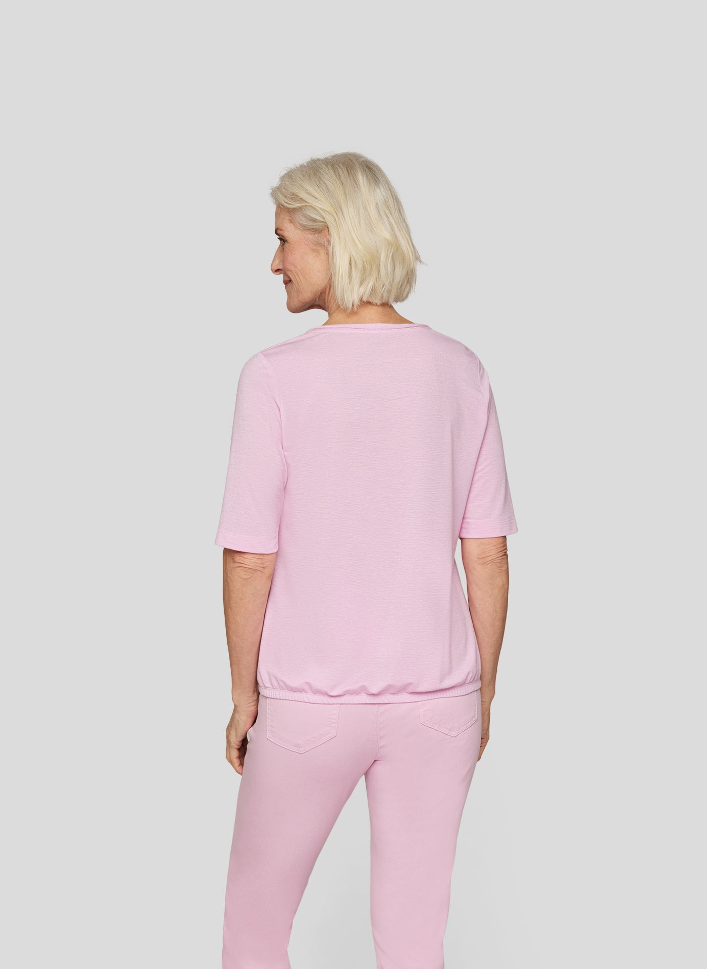 Plain Pink Top  With Elasticated Bottom