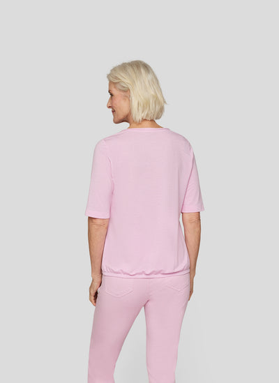 Plain Pink Top  With Elasticated Bottom