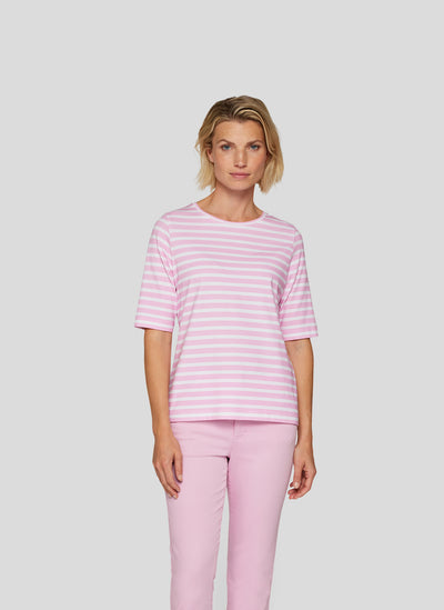 Pink and White Striped T-Shirt