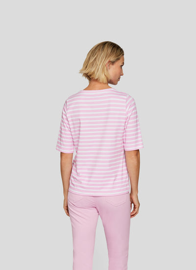 Pink and White Striped T-Shirt