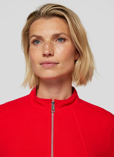 Red Textured Zip Up Jacket