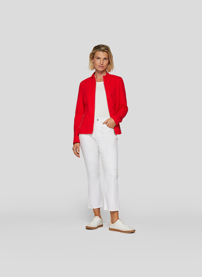 Red Textured Zip Up Jacket