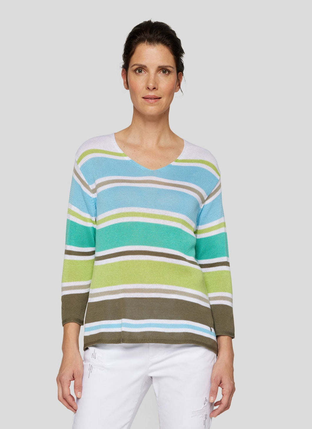 Multicoloured Round Neck Striped Jumper