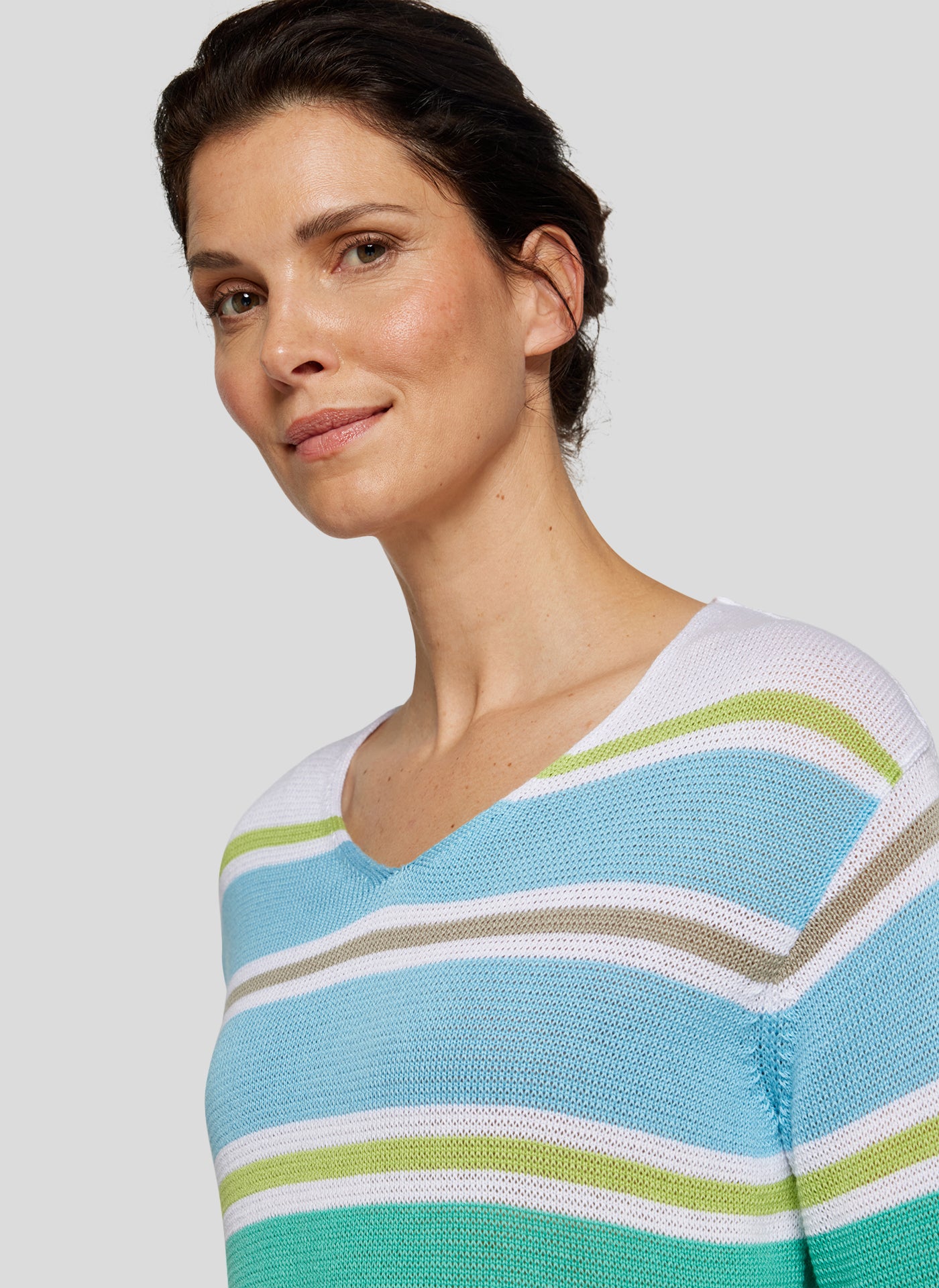 Multicoloured Round Neck Striped Jumper