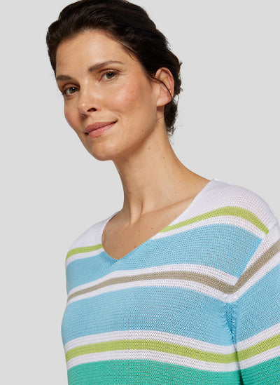 Multicoloured Round Neck Striped Jumper