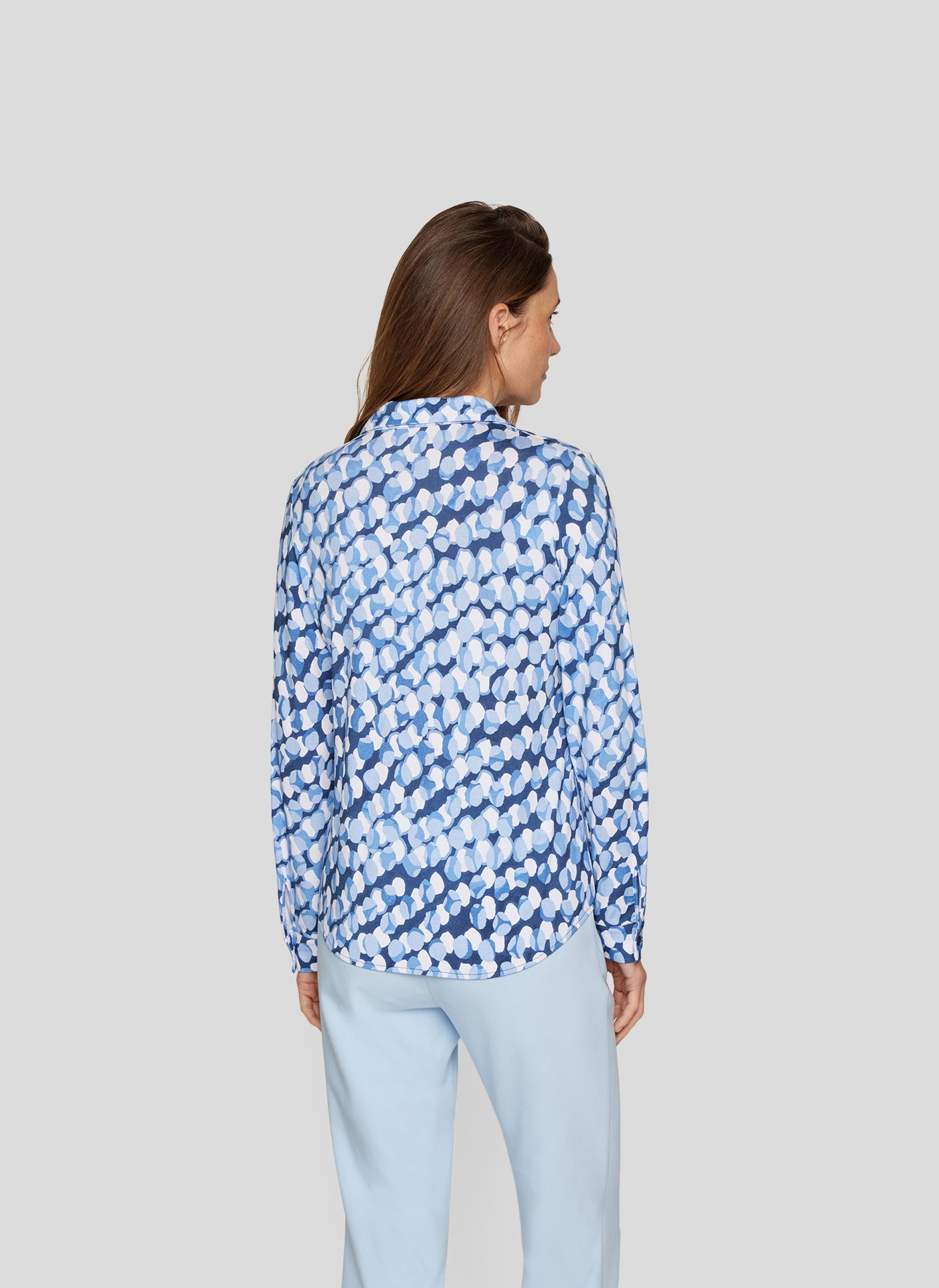 Denim Love Blouse with Abstract Blue Details