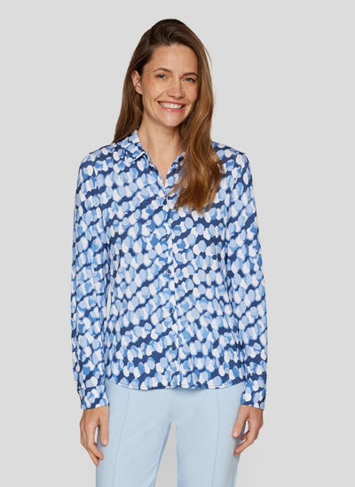 Denim Love Blouse with Abstract Blue Details