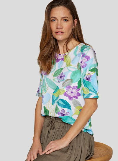 Floral Pattern T-Shirt With Elasticated Bottom