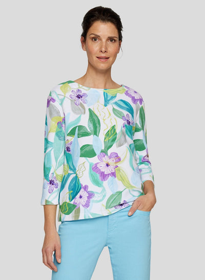 Floral Print Ribbed Jumper