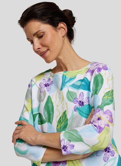 Floral Print Ribbed Jumper
