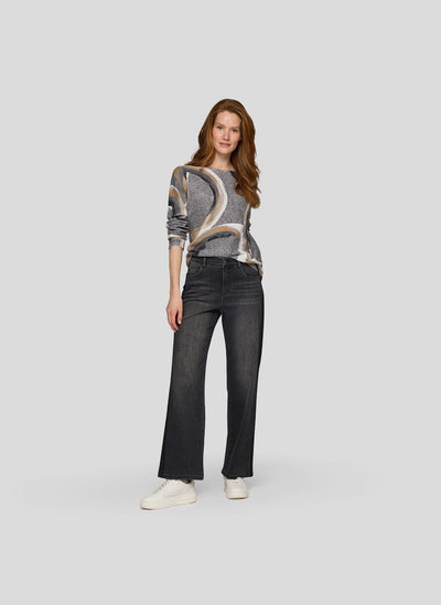 Grey Textured Jumper with Diamante Detail