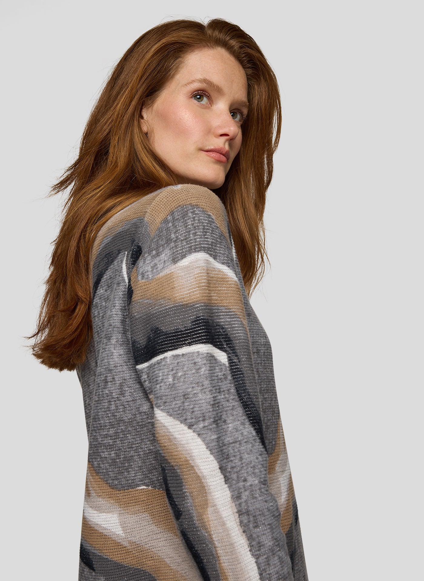 Grey Textured Jumper with Diamante Detail