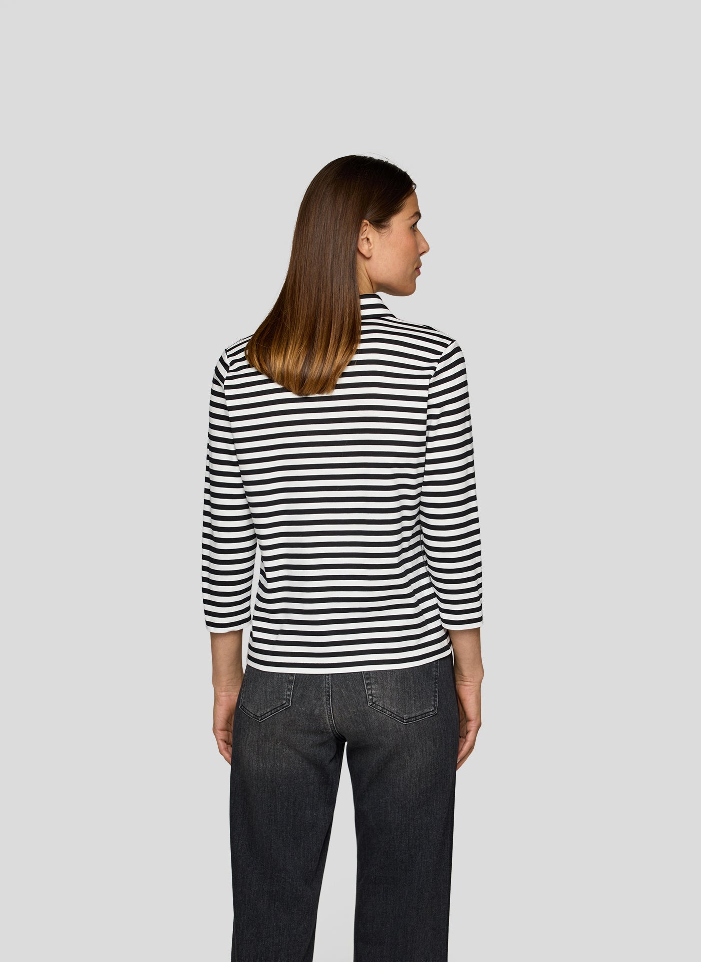 Black and Cream Striped Jumper with Zip Detail