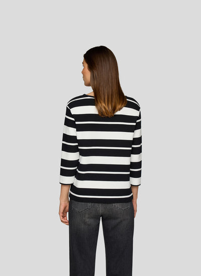 Black and Cream Embellished Striped Jumper